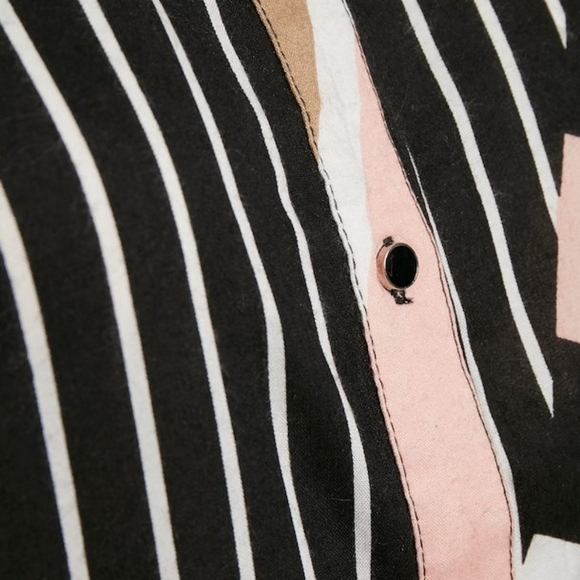 KAFFE KAverena SHIRT DRESS Geometric Print Long Sleeve Button Down Womens Sz 34 - Picture 4 of 8